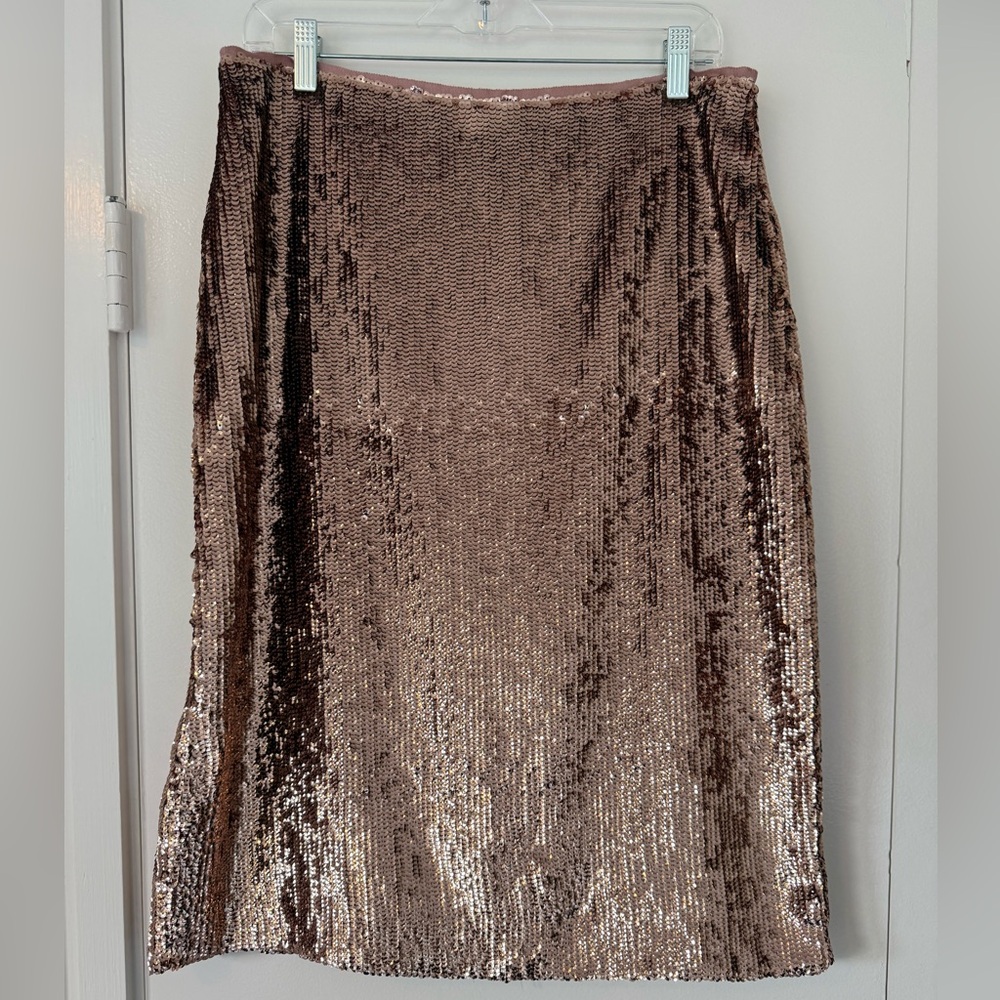 NWT J. Crew rose gold sequin skirt. Size 10